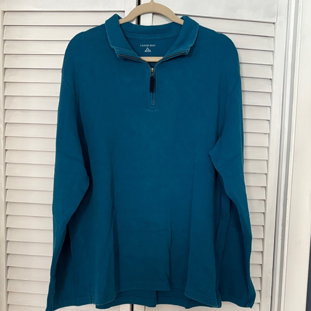 Lands' End Teal Quarter-Zip Pullover
